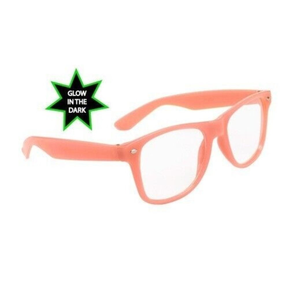 I GLOW Glasses ORANGE Frame w/ CLEAR Lens California Classics Glow In The Dark